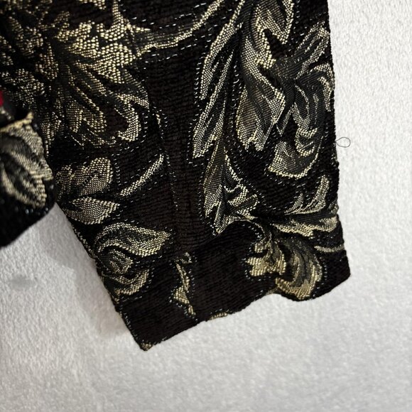 Chico's Jacquard Floral Jacket 0 (Small 4) Black Red Gold Embroidered Christmas - Picture 12 of 16